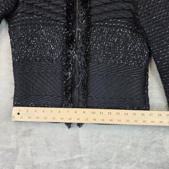 Ann Taylor Sweater Womens Small Black Cardigan Wool Acrylic Textured Collar - Picture 7 of 12